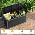 thumbnail image 5 of 100 Gallon Waterproof Rattan Resin Deck Box, Lockable Indoor & Outdoor Storage Container, Doubles as Storage Chair, for Patio Cushions Garden Tools, Ideal Holiday Gift, 5 of 9