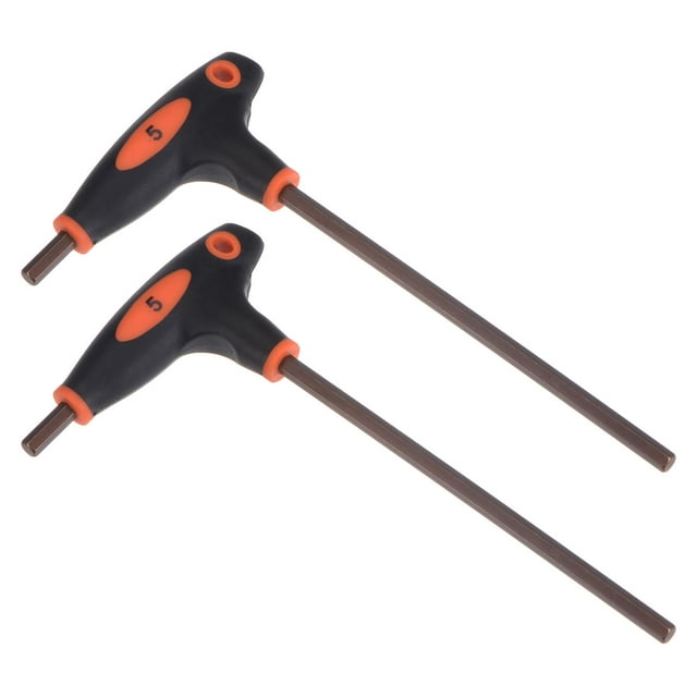 Unique Bargains 5mm Hex Key T-Handle Dual End Wrench Spanner, Metric S2 Steel 2 Pack