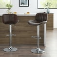 thumbnail image 3 of Art Leon Set 0f 2 Dining Chairs Faux Leather Chrome Legs Brown, 3 of 9