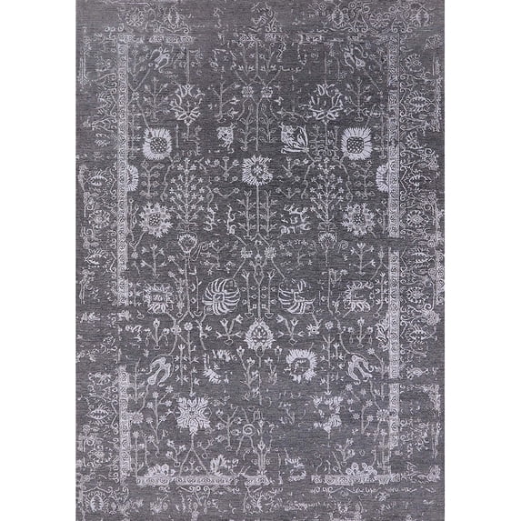 Ahgly Company Indoor Rectangle Mid-Century Modern Dark Gray Oriental Area Rugs, 3' x 5'