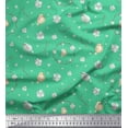 thumbnail image 1 of Soimoi Green Poly Georgette Fabric Wreath & Bird Decor Fabric Printed Yard 52 Inch Wide, 1 of 5