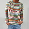 thumbnail image 3 of Guluxicc Sweaters for Women Crewneck Long Sleeve Vintage Sweaters Tops Winter Warm Cozy Pullovers Outfits, Blue, L, 3 of 5