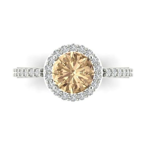 Clara Pucci 14K White Gold 1.86ct YellowMoissanite Halo Ring for Women