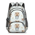 thumbnail image 2 of Highland Cow and Bucket Print Backpack for School, Cute School Bag with Adjustable Shoulder Straps and Padded Back, 16.9"x12.6"x5.9", 2 of 5
