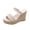 Khaki, variant on Wedge Slide Sandals For Women Matte Faux Suede Dual Thin Instep Straps Gold Metal Buckle Open Toe Slip On Jute Woven Mid Wedge Slide Footwear