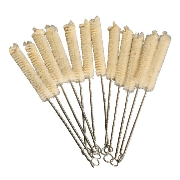 Brush, Test Tube Cleaning with Natural Bristles, Size Small. Pack of 12.