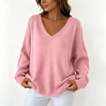 thumbnail image 6 of Liuinsasek Womens Winter V Neck Knitted Sweater Fashion Casual Basic Solid Lightweight Soft Basic Casual Pullover Top for Spring Fall Winter, 6 of 10