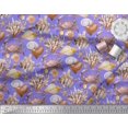 thumbnail image 2 of Soimoi Purple Modal Satin Fabric Crab,Shell & Coral Ocean Printed Fabric 1 Yard 42 Inch Wide, 2 of 3