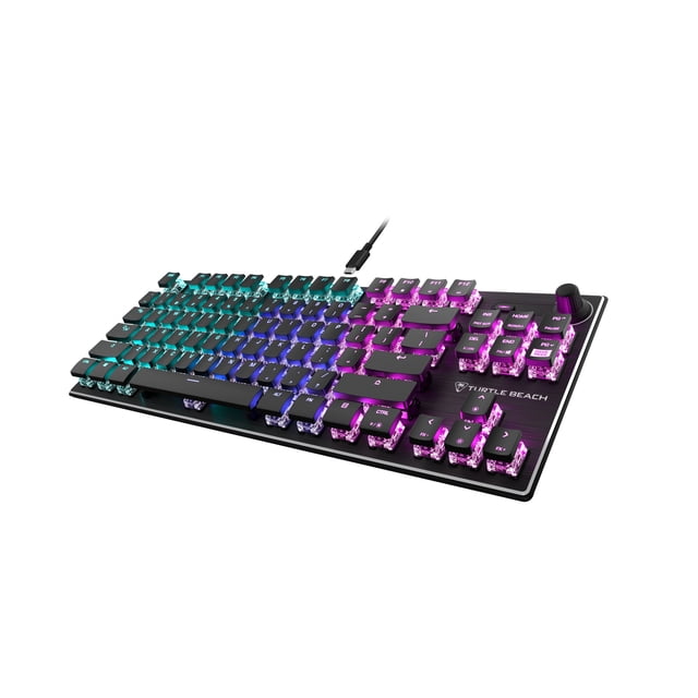 Turtle Beach Vulcan TKL Tenkeyless Linear Mechanical TITAN Switch PC Gaming Keyboard with Per-key AIMO RGB Lighting, Anodized Aluminum Top Plate and Detachable USB-C Cable - Black