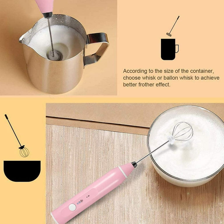 Immersion Blender,Milk Frother Handheld Foam Maker USB Rechargeable Coffee  Frother with 2 Stainless whisks，3-Speed Adjustable Mini Blender