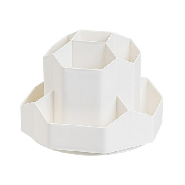 Milaget Fashion Pen Holder Stationery Storage Rotating Pen Organizer Pen Storage White