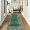 thumbnail image 3 of Garvee 2'x6' Modern Runner Rugs, Abstract Aesthetic Soft Living Room Rug Irregular Non-Slip Low-Pile Scalloped Rugs Carpet for Bedroom Hallway Kitchen, Green, 3 of 8