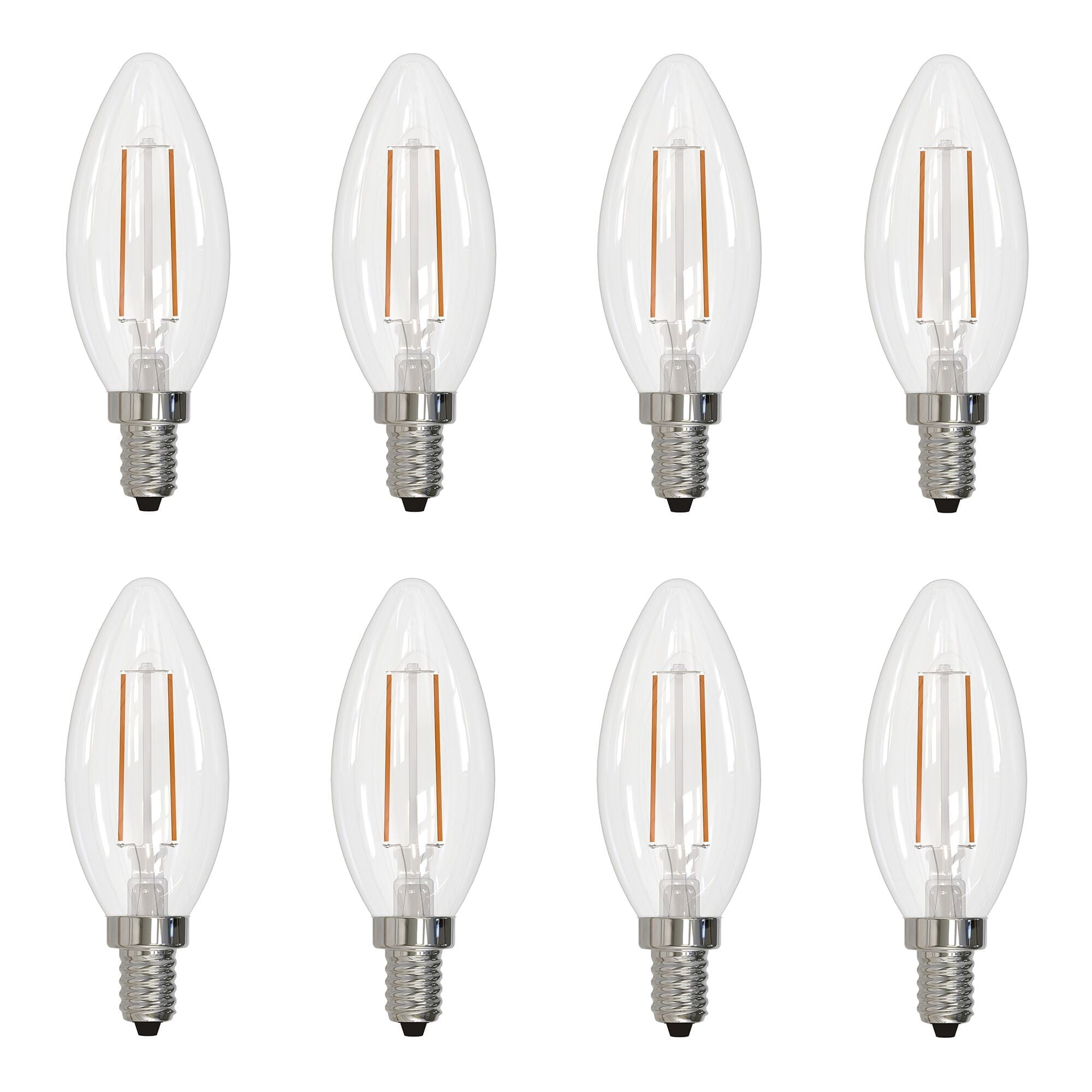Bulbrite Pack of (8) 4 Watt Dimmable Clear B11 LED Light Bulbs with Candelabra (E12) Base, 3000K Soft White Light, 350 Lumens