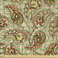 thumbnail image 2 of Ambesonne Paisley Fabric by the Yard Microfiber, Leaves, 5 Yards, Red Beige, 2 of 4
