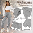 thumbnail image 3 of TEMOFON Womens Sweatpants Cargo Drawstring Joggers with Pockets Elastic Waistband Lounge Fall Pants for Women Winter Clothes Warm Trousers Grey M, 3 of 9