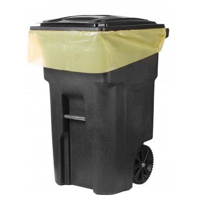 Plasticplace 64-65 Gallon Trash Can Liners for Toter │ 1.5 Mil │ Yellow ...