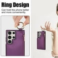 thumbnail image 2 of Wallet Case for Samsung Galaxy S23 Ultra with Shoulder Strap & RFID Blocking Card Slots Holder Kickstand & Finger Ring, Magnetic Flip Folio Zipper Purse Case, PU Leather Cover Handbag, Darkpurple, 2 of 8