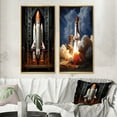 thumbnail image 1 of Designart "Reverent Rocketship I" Rocketship Framed Wall Art Set Of 2 - Coral Transportation Framed Canvas Set For Living Room Decor, 1 of 6