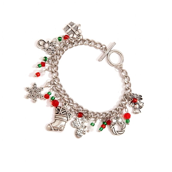 DESIGNICE Festive Christmas Tree and Snowflake Bracelets Colorful Beaded Wrist Chain Jewelry Gifts for Women’S Holiday Outfits