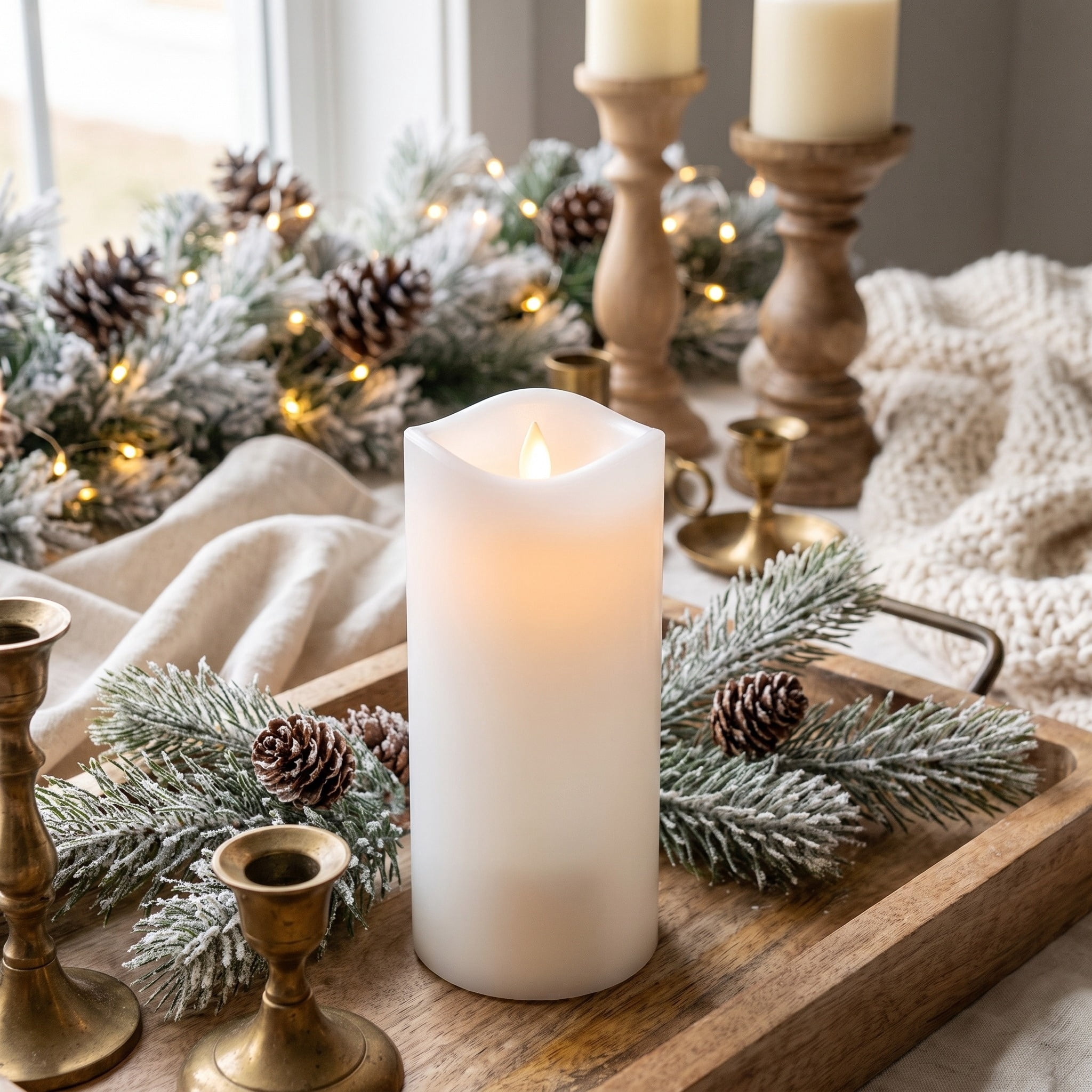 LED Flameless Pillar Candle, White, 4.5" x 9", by Holiday Time