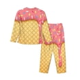 thumbnail image 2 of Goofa Pink Ice Cream Printed Women’s 2 Piece Pajama Set Super,Pajamas Women's Long Sleeve Sleepwear Soft Button Down Loungewear Pjs Lounge Set Nightwear-Small, 2 of 9