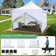 thumbnail image 4 of Hoteel 10x10 Pop up Canopy Tent Commercial Instant Canopy with 4 Sidewalls & Sandbags, UPF 50+ All Season Portable Tent for Parties Beach Camping Party Event Shelter Sun Shade, White, 4 of 8