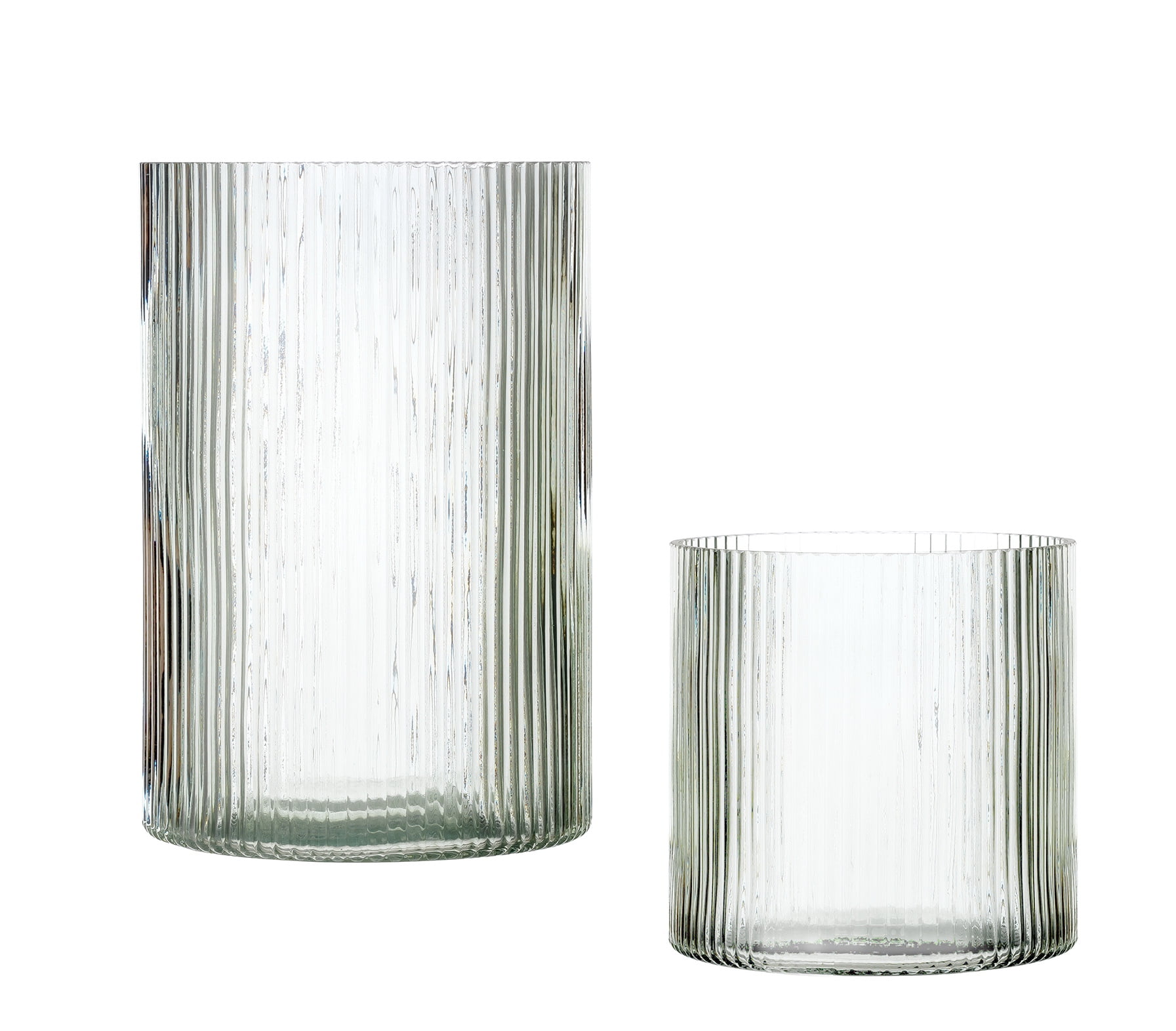 Better Homes & Gardens Hurricane Candle Holder, Green Ribbed Glass, Medium, 5 in
