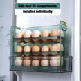 thumbnail image 4 of PuSpu 3-Tier Egg Holder 26x21.5x10 cm Green Plastic Fridge Organizer Stackable Ventilated Tray Holds 30 Eggs Space-Saving Kitchen Storage, 4 of 6