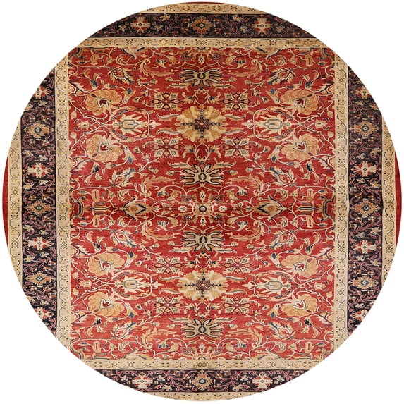 Ahgly Company Indoor Round Mid-Century Modern Brown Sand Brown Oriental Area Rugs, 8' Round