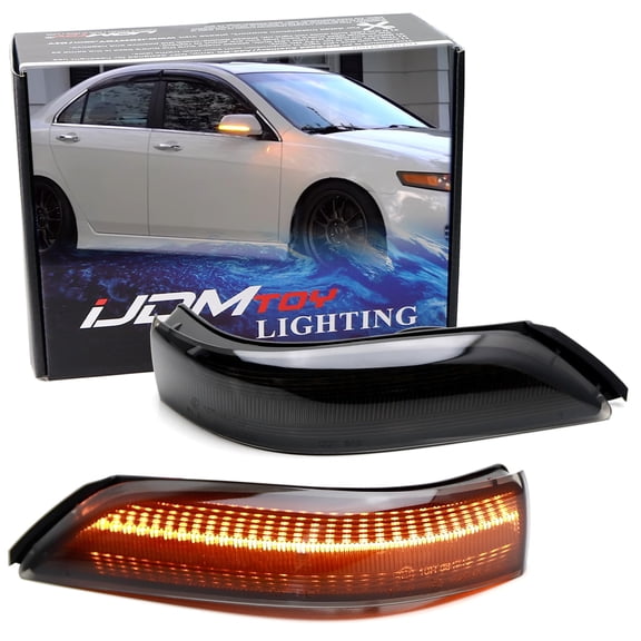 Black-Out Smoked Lens Full LED Strip Dynamic Sequential Blink/Flow Side Mirror Turn Signal Light Assembly Kit For 2005-2013 Acura RL