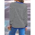 thumbnail image 2 of Womens Striped Soft Knit Pullover Sweater Loose Fit Shirts with Chest Pocket Moonlight Blue L, 2 of 3