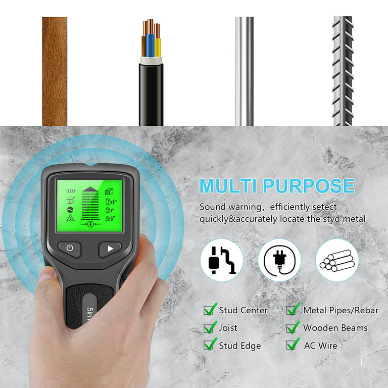 Stud Finder Wall Scanner - 5 in 1 Stud Detector with Intelligent  Microprocessor Chip and HD LCD Display, Stud Sensor Beam Finders for Center  and Edge of Wood AC Wire Metal Joist