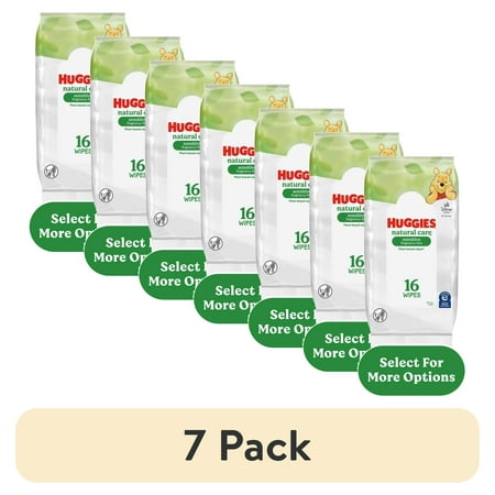 (7 pack) Huggies Natural Care Sensitive Baby Wipes, Unscented, 1 Soft Pack (16 Wipes Total) (Select for More)