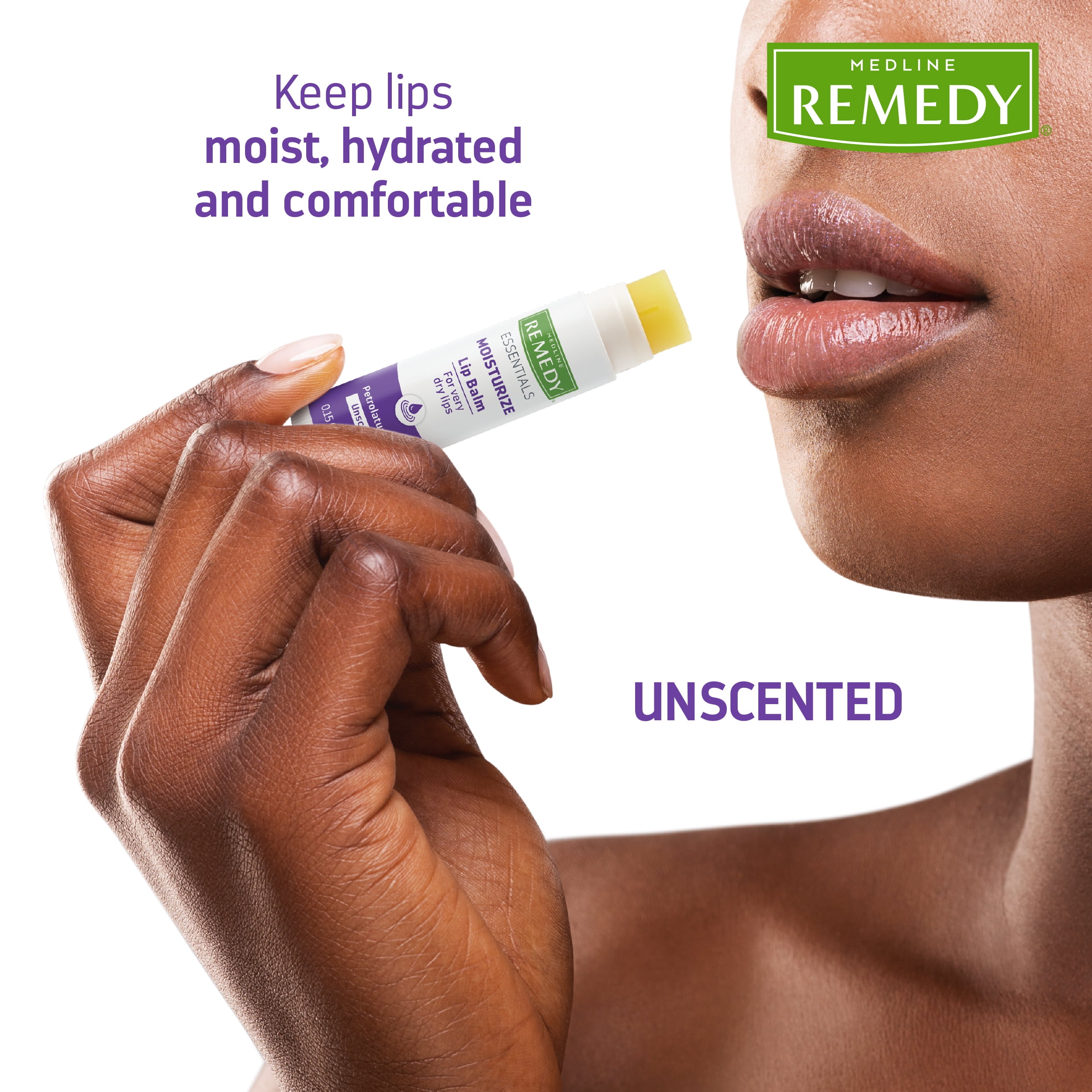Medline Remedy Essentials Lip Balm, 36 Count, Unscented, Moisturizing, Hydrating Lip Balm, Nourish, Soothe, Revitalize Chapped Lips