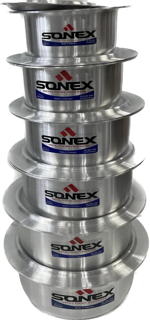 Tmvel tmvel sonex aluminium metal finish global cooking pot set with lids  6pc set - 2.5, 3.5, 5, 6.5, 9, 11 liters