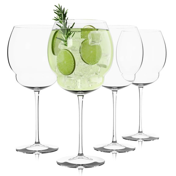 Luigi Bormioli Backdoor 20's - 27 Oz. Gin & Tonic 27 Cocktail Glasses, Set of 4 - Titanium Reinforced Stem, Made of SON-hyx Crystal - Sinuous Design Mixed Drink Glass - Made in Italy, Dishwasher Safe