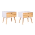 thumbnail image 3 of Modern 2-Drawer 19.7" Tall Accent Nightstand with Pine Wood Legs 1PC, 3 of 5