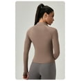 thumbnail image 4 of Women Tight Yoga Zipper Jacket Sports Long Sleeve Quick Dry Running Fitness Tops, 4 of 5