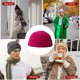 thumbnail image 4 of Qarigey Gorro de invierno Gorro de cabeza corta Gorros Hombres Mujeres Sombreros Patinaje Viajar Sombreros Rosa roja Qarigey AP010504-16B, 4 of 6