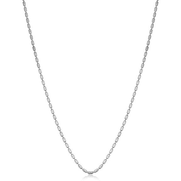 KoolJewelry Sterling Silver Diamond-cut Bead Link Necklace (18 inch)