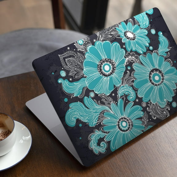 DesignSkinz Bright Blue Accented Flower Illustration Full-Body Skin Decal Wrap Cover for MacBook 12" Retina (A1534)