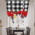 thumbnail image 3 of Valentine's Day Tie Up Curtains for Windows, Adjustable Balloon Window Shades, Red Rose Flowers Buffalo Plaid Romantic Kitchen Window Treatments Farmhouse Short Curtains with Rod Pocket 42"x45", 3 of 8
