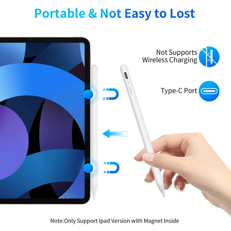  Metapen iPad Pencil A11 for Apple iPad 10th/9th, Backup to  Apple Pencil 1st 2nd Generation, Stylus for iPad Air 5/4/3, iPad Pro 12.9  - 2X Faster Charge, App, Customizable Shortcuts, Palm