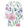 thumbnail image 4 of Xdegoge My Orders Placed Recently By Me Womens 3/4 Sleeve T Shirts Trendy V Neck T Shirts Floral Summer Tunic Ladies Tops Elegant Dressy Casual Blouses Fashion Vacation Tee Shirts Ropa Mujer, 4 of 4