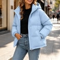 thumbnail image 6 of Cmtiyu Plus Size Winter Coats for Women Oversized Long Sleeve Hooded Blue Puffer Jacket Casual Warm Drawstring Zipper Winter Coats with Pockets M-4XL, 6 of 7