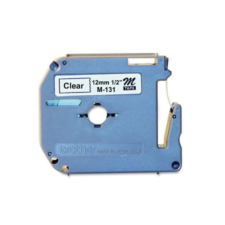 Brother P-Touch M Series Tape Cartridge for P-Touch Labelers, 1/2"w, Black on Clear