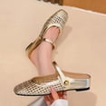 thumbnail image 2 of Women's Woven Mesh Mary Jane Mules Flats Closed Square Toe Slip-On, 2 of 6