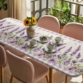 thumbnail image 3 of Purple Lavenders Table Cloths for 8 Foot Rectangle Tables, Spring Floral Plaid Farmhouse Rustic Patio Waterproof Elastic Fitted Tablecloths, Washable Rectangular Table Cover for Camping, 3 of 8