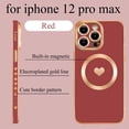 thumbnail image 2 of for iPhone 12 Pro Max Case Compatible with MagSafe, Luxury Love Heart Soft Phone Case, Full Camera Lens Protection Magnetic Case for iPhone 12 Pro Max for Women Girls (6.7") - Red, 2 of 12