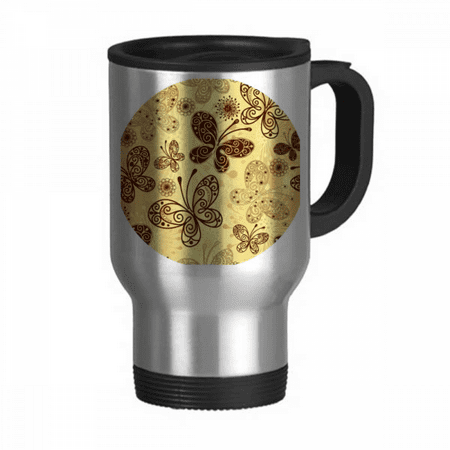

Yellow Wallpaper Travel Mug Flip Lid Stainless Steel Cup Car Tumbler Thermos